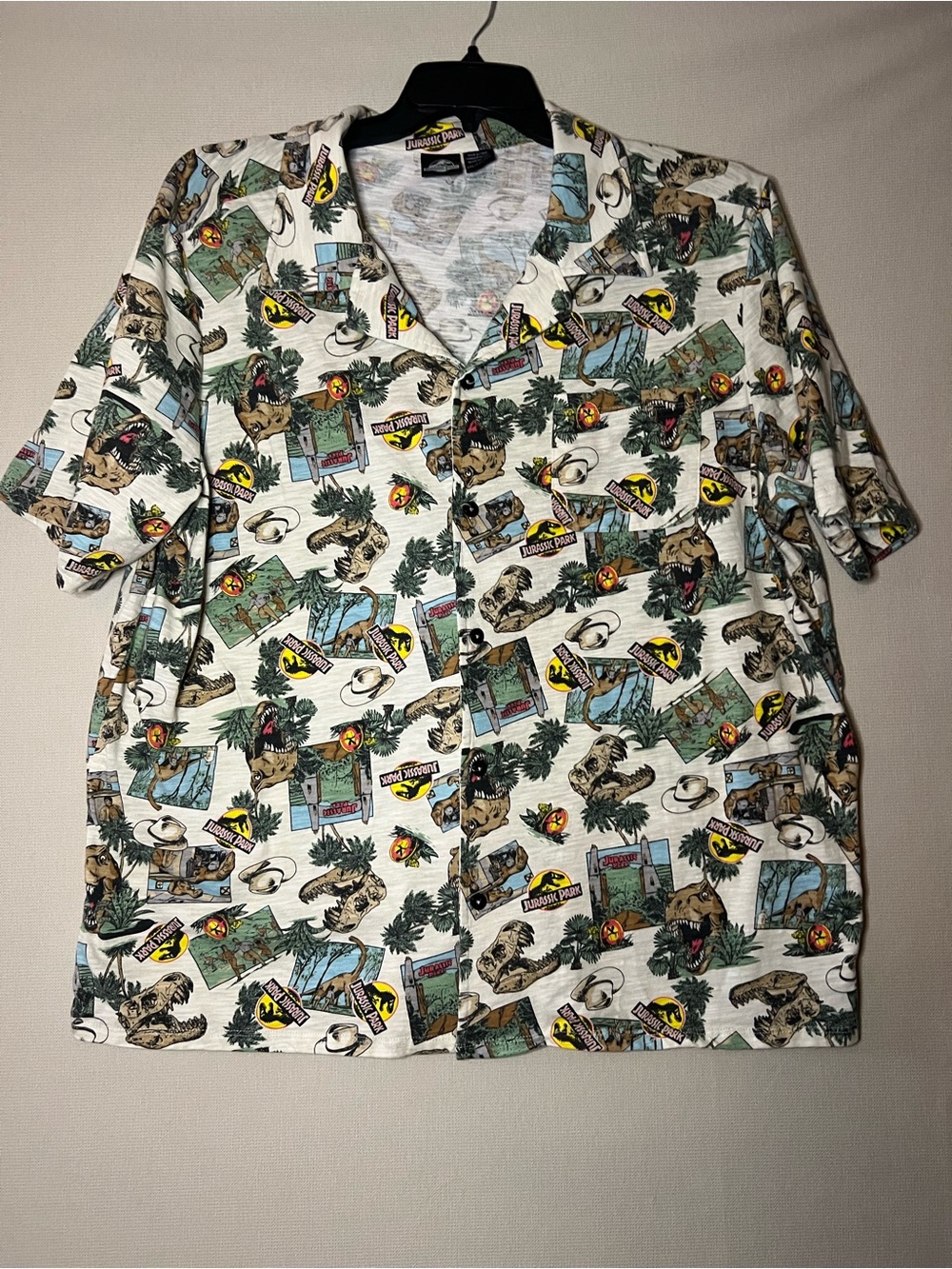 Men's Jurassic park White Graphic button down Shirt # 131
